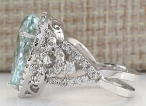 Bague de mariage aigue-marine en argent 925 coupé en poire - Product Image 3