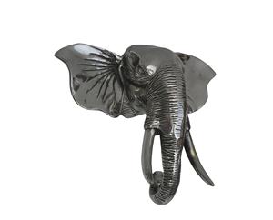 Grande statue d'éléphant sauvage polie en aluminium moulé en métal - Product Image 1