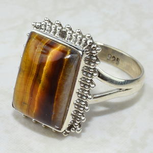 Impressionnant oeil de tigre jaune 925 bagues en argent Sterling 925 argent Sterling 925 vente en gros - Product Image 2