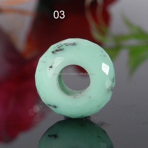 Cuentas de jaspe de crisoprasa natural Agujero grande Roundel Facetado 14x8x5,5mm Verde IG9832 - Product Image 3