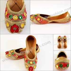 Оптовая продажа, женская обувь с вышивкой из бисера Khussa Jutti, свадебная одежда ручной работы, обувь Mojari Khussa