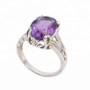 Custom 925 Sterling Silver Amethyst Gemstone Eternity Vermeil Ring Fashion Jewelry for Weddings Parties Bezel Setting Direct - Product Image 1