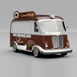 Mini Vintage mobil mutfak kahve arabası gıda kamyon LED ışıkları elektrik motoru mobil restoran restoran ekipmanları