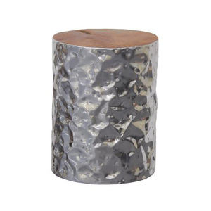 Petite table d'appoint moderne en relief argent pour le salon, le café et les meubles faits à la main en métal. - Product Image 2