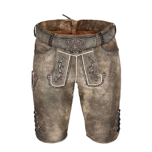Deluxe Hommes Grande Taille Bière Allemande Bavaroise Courte Vache Lederhosen Oktoberfest Costume Brodé Vache Daim Cuir Coupe-Vent - Product Image 1