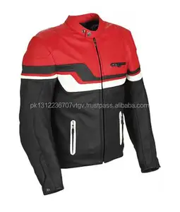 Red Black Mens Motorbike Leather Jacket.