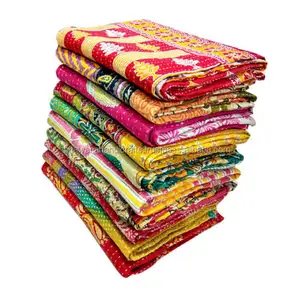 Оптовая продажа, винтажное одеяло Kantha из хлопка, одеяло Kantha ручной работы