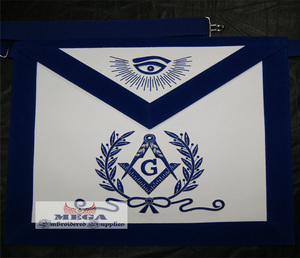 Tablier maçonnique rouge fait à la main de maître maçon brodé avec cuir et ruban Regalia pour francs-maçons - Product Image 2