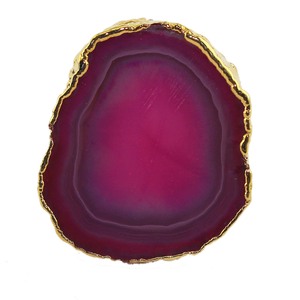 Hot Sale Natural pink Agate Slice Druzy Brass Gold Plated Texture Finish <b>Band</b> Adjustable <b>Ring</b> Jewelry Woman <b>Ring</b> Gift for Her - Product Image 1