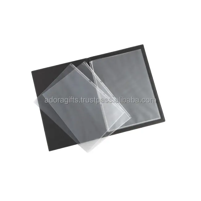 A4 Leather Menu Cover PVC sheets to hold menu cards, Black Color