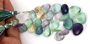 สร้อยคอลูกปัดหัวใจเรียบประดับอัญมณีฟลูออไรต์ธรรมชาติแท้เส้นใย27ชิ้นยาว7 "พร้อมโซ่ไข่มุก-ขายส่ง - Product Image 2