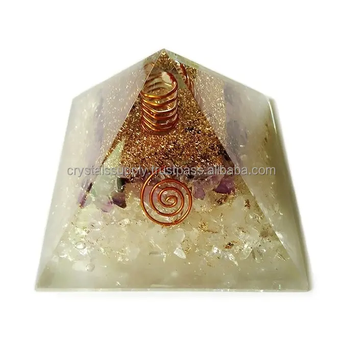 Crystal & Amethist Orgone Piramide Met Crystal Punt: Groothandel Orgone Energie Piramides: Groothandel Orgonite Piramides Orgone