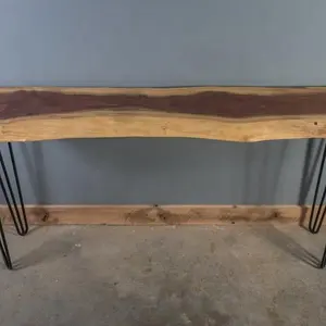 Indian Designing Live Edge black Walnut Solid Wood Console Table With Hairpin Legs