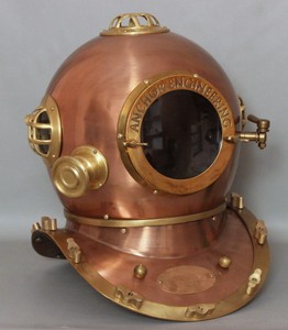 Casco de buceo de latón náutico y buceadores de cobre, regalo con espejo - Product Image 3