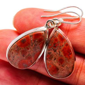 Boucles d'oreilles pendantes en argent Sterling 925 faites à la main coupe poire océan jaspe pour femmes bijoux de fête de mariage élégant cadeau bijoux en argent - Product Image 2