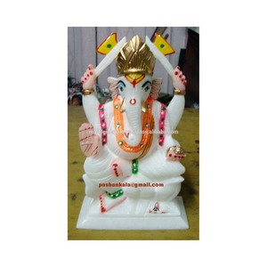 Estatua de Ganesha de mármol de alabastro - Product Image 1