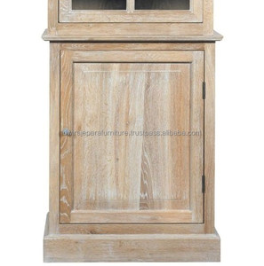 Mueble Vitrina Clásico para Salón con 1 Puerta de Cristal - Roble Envejecido, Madera de Mindi Vintage, Muebles de Indonesia - Product Image 3