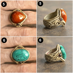 Polymer Clay <b>Ring</b> Natural Gemstone GIA Classic Antique Copper Plated Wholesale Price - Product Image 2