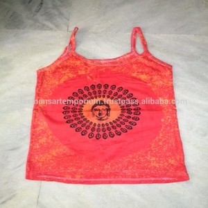 Camisetas de Tirantes de Algodón Teñido de Color Sólido con Estampado de Dioses Hindúes, Transpirables, Cortas, Estilo Indie Folk, Ropa para Mujer - Product Image 2