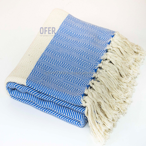 Serviettes turques classiques Pestemal à chevrons, vente en gros Hamam-Couverture-Blue Classic Collection oem à personnaliser. - Product Image 1