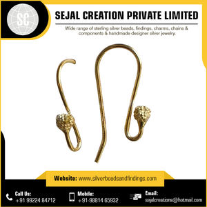 Fil d'oreille en argent Sterling 925 de l'Inde emballage personnalisé motif de fleur ronde résultats de bijoux avec pierre matériel perle taille MM en gros - Product Image 3