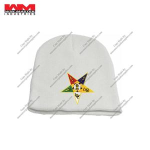 Bonnet en tricot blanc 100% laine avec emblème OES Style d'image élégant pour vêtements de plage - Product Image 1