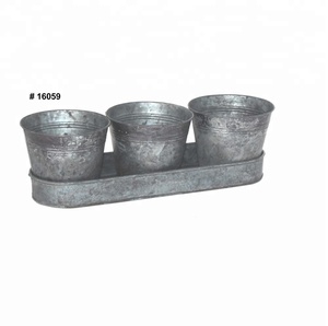 Pots de fleurs au design coloré en métal avec plateau pots de plantes Boîte de rangement et entièrement personnalisable. - Product Image 1