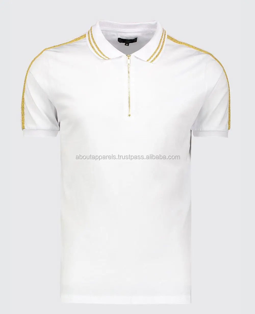 Toptan t-shirt erkekler 3D resim özel t shirt süblimasyon baskı, erkekler beyaz ve altın kas Fit Polo bant ile