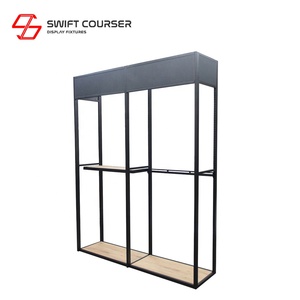 Estante de Exhibición para Ropa de Boutique, Armario con Perchero, Acabado en Madera, Acero y Acrílico, Fácil de Montar - Product Image 5