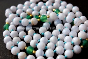 สร้อยคอโยคะประดับด้วยลูกปัดหินอาเกต108มาลาสีฟ้าประดับด้วยหินคริสตัลบำบัดตามธรรมชาติสำหรับงานเลี้ยงทางศาสนา - Product Image 3