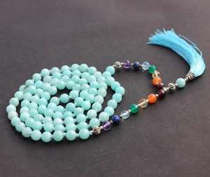 Chapelet de perles de prière tendance, 7 chakras en Amazonite naturelle, collier de perles de Mala spirituel, meilleures ventes - Product Image 3