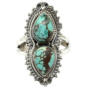 Bagues en argent Sterling 925 Turquoise en forme de poire, bijoux en argent indien, bijoux en argent Sterling 925, vente en gros - Product Image 2