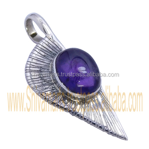 Hermosa moda diseño único elegante 925 plata esterlina amatista piedra preciosa colgante joyería fina colgantes y dijes - Product Image 2