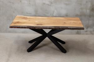 โต๊ะอาหารไม้จริงแบบพับได้สไตล์อินเดียสมัยใหม่ พร้อมเคลือบเรซิ่นอีพ็อกซี่ สำหรับห้องรับประทานอาหาร - Product Image 2