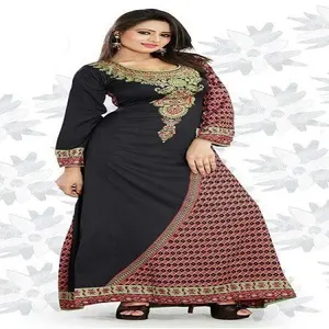 Vestido largo de Abaya antiarrugas con manga acampanada, caftán con estampado de Dubái - Product Image 1