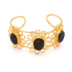 Bracelet plaqué or, rubis teint jaune or émeraude, pour hommes - Product Image 3