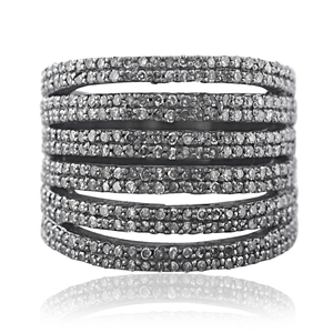 Anillo de Plata de Ley 925 con Diseño Indio Hecho a Mano con Diamantes Pavé, Nuevo Diseño de Anillo de Jaula - Product Image 1