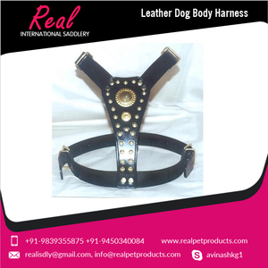 Arnés de cuero sostenible para perros de calidad superior, patrón de animales divertidos, decoración decorativa con remaches, arneses para mascotas de gama alta - Product Image 2