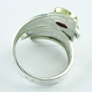 Bague en argent sterling 925 faite à la main Pierre de rubis bicolore Beau design Pierre précieuse pour la fête de mariage Anniversaire-Grossiste Inde - Product Image 4