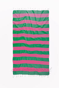 ผ้าขนหนูชายหาดคู่ทำจากผ้าฝ้ายตุรกี PEST106-PNKG ลายทางแห้งเร็วคอลเลกชั่นสีรุ้งสำหรับผู้ใหญ่ใช้ที่บ้านบนชายหาด - Product Image 2