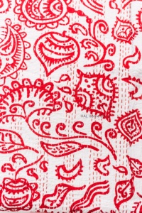 Kantha Bedspread Queen size Kantha Quilt Red & White Printed Quilt - Product Image 5