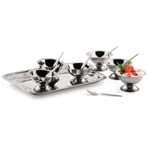 Good Quality Wholesale Metal Regular Ice Cream Cup 13 PCs Set With Spoon - Product Image 1