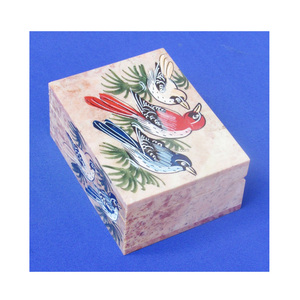 กล่องสบู่หินปูนลายใหม่พร้อมภาพวาดนก กล่องแกะสลักหินปูนงานฝีมือ พร้อมงานเพ้นท์มือและดีไซน์สวยงาม - Product Image 1