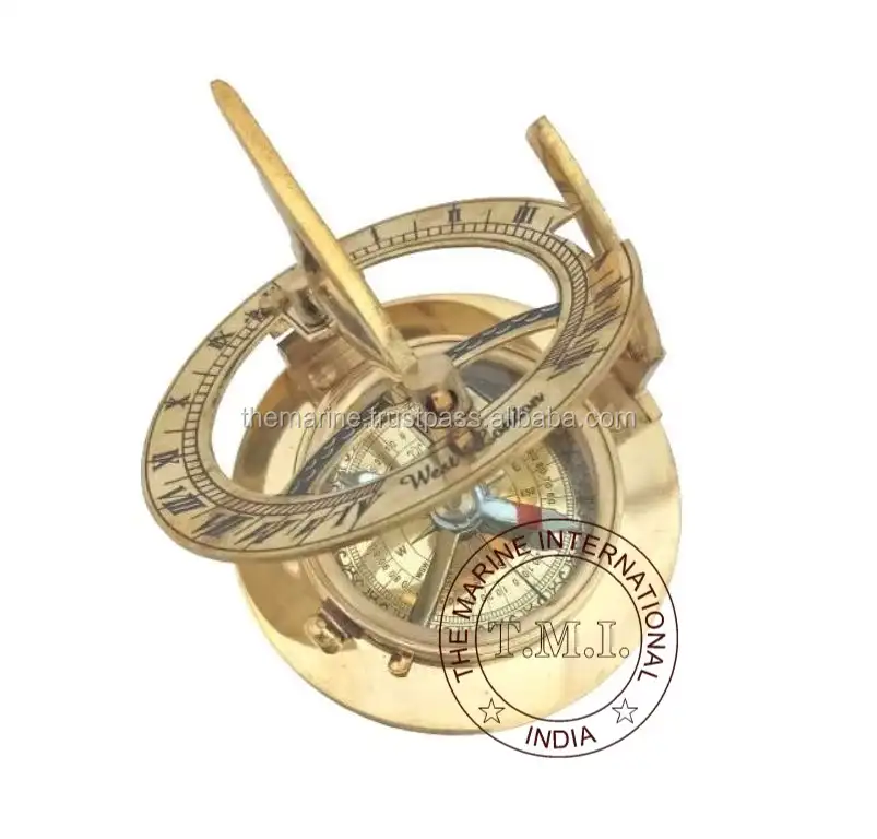 Nautical Brass Round Sundial Compass 2.25" Marine Nautical Collectible Gift Nautical Brass pocket sun dial brass pocket compass