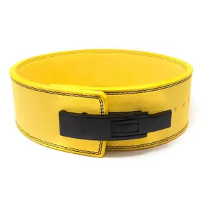 Heavy Duty Koeienhuid Suede Leer Gewichtheffen Hendel Riem Met Verstelbare Hendel Riem In 10 & 13Mm Dikte Met 4 Inch Breedte