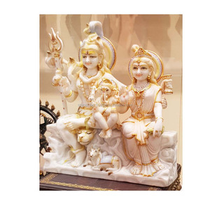Statue blanche en marbre Makrana Shiva Parivar - Product Image 1