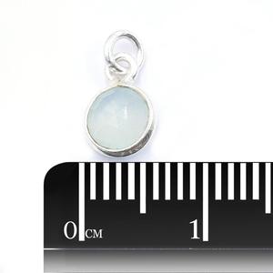Aquamarine Round Shape 925 Sterling Silver Bezel Silver Plated Pendant Handmade Jewelry Making - Product Image 3
