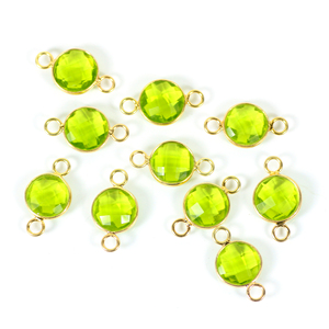 Conector de bisel de 10 MM, bisel de bucle de doble fianza, piedra de Peridoto, piedras preciosas verdes de cuarzo hidráulico para niños, incrustaciones de ajuste de bisel - Product Image 4