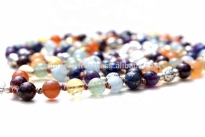 Collier de méditation en pierres précieuses naturelles, 7 chakras, 108 perles de mala, pompon, style bohème, unisexe, perles de prière nouées à la main - Product Image 3