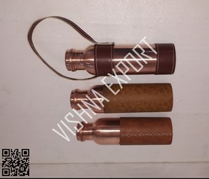 Botella de agua de cobre hecha a mano, ecológica, 1000ml, negocios clásicos, diseño de cuero pulido, sorbedor personalizable, recién llegado - Product Image 4